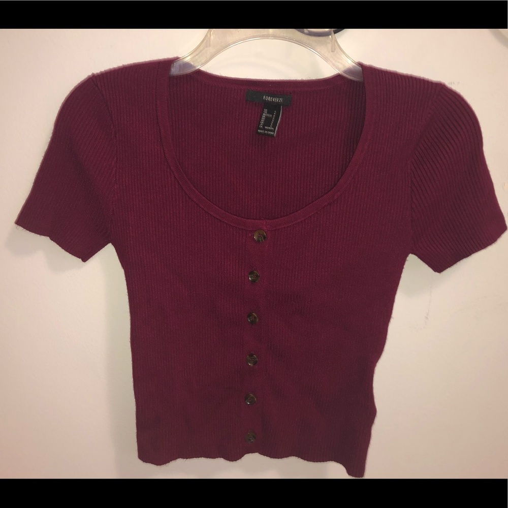 Forever 21 Buttoned Purple Crop top